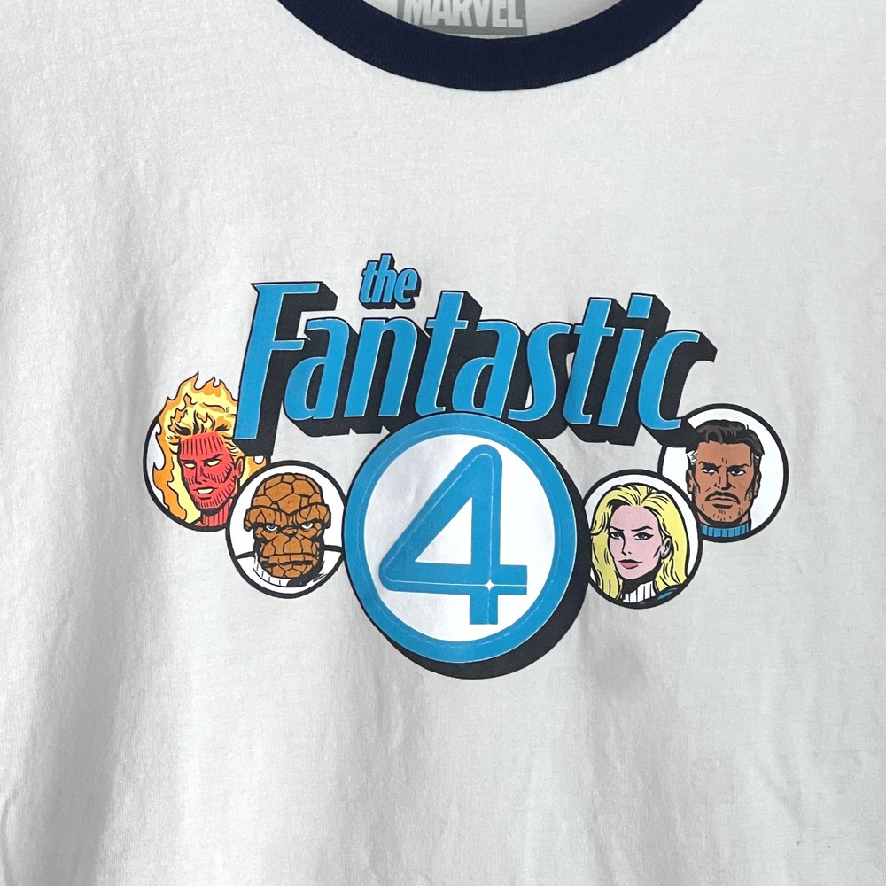 Spirit Jersey Fantastic 4 T-Shirt 3XL Mens Marvel Comic Ringer White Superhero - Picture 2 of 9